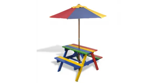 Masuta de Picnic pentru Copii cu Umbrela si Bancuta