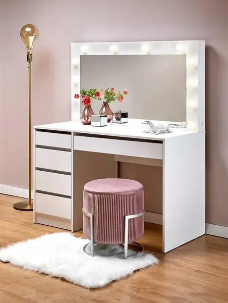 Masuta de toaleta cu oglinda si LED Hollywood XL – Alb