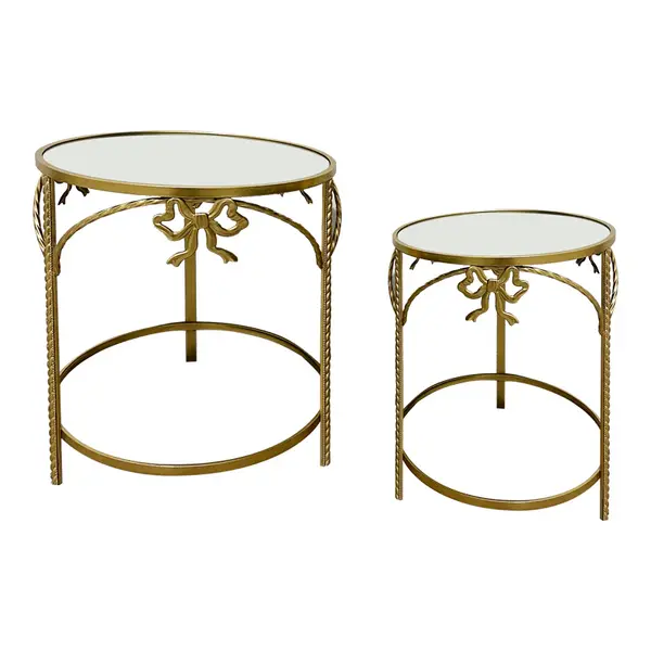 Masuta laterala set 2 bucati Frensia, metal aurit, multiple, 45x45x50 cm