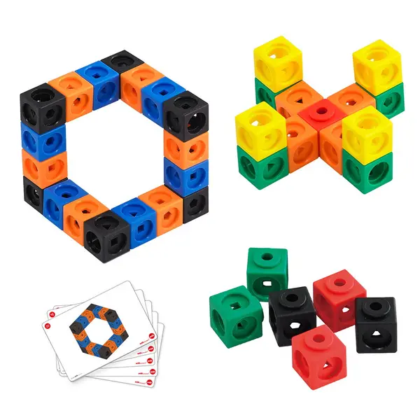 Math Cubes, cuburi interconectabile, set 125 piese multicolor