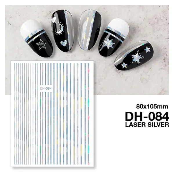 Matrita unghii autocolanta DH-084 - linii Laser Silver