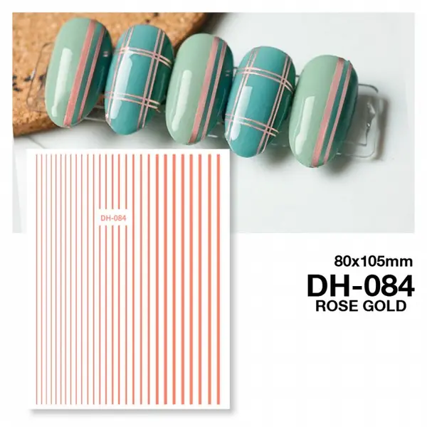 Matrita unghii autocolanta DH-084 - linii Rose Gold