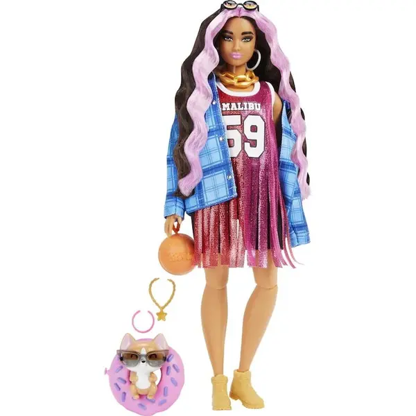 MATTEL Papusa MATTEL HDJ46, Tip Fashion Doll, Multicolor, Cu accesorii, Include animal de companie, Varsta 3+ ani