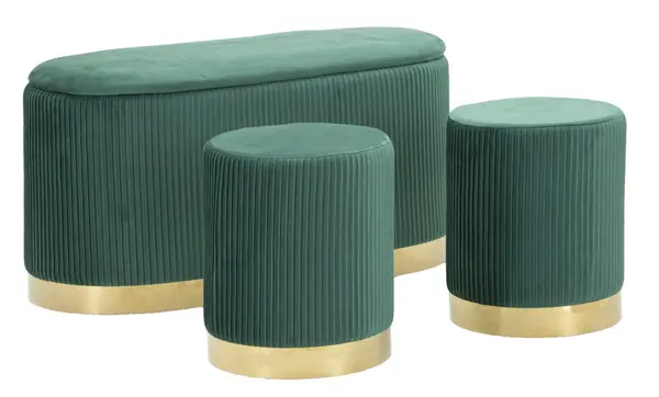 Mauro Ferretti Banca Cu Depozitare Și Taburet Shopy Green Set 3 Bucăți Cm 80X37X42-29X33 | Aosom Romania