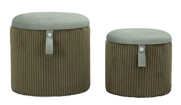 Mauro Ferretti Puff cu Depozitare Bolzano Verde Set 2 Buc cm Ø 38x38-32x27 | Aosom Romania
