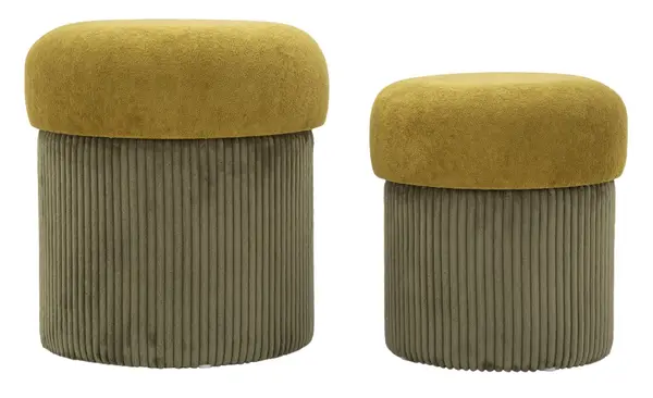 Mauro Ferretti Puff cu Depozitare Verde Set 2 Buc cm Ø 42x44-35x36 | Aosom Romania
