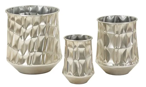 Mauro Ferretti Set 3 Vaze Finisaj Argintiu Cm Ø 35X38,5-27,5X33-18,5X26,3 | Aosom Romania