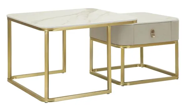 Mauro Ferretti Set De 2 Măsuțe De Cafea Beauty, 70 X 70 X 48 Cm Și 50 X 50 X 43,5 Cm | Aosom Romania