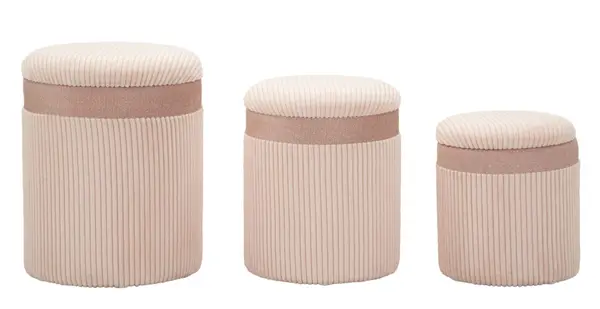 Mauro Ferretti Set De 3 Pufuri Cu Spatiu De Depozitare, Roz, Cm Ø 40,5X49,5-35X42-31X36 | Aosom Romania
