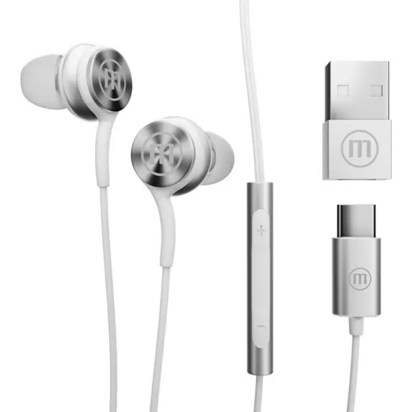 MAXELL Casti cu fir Maxell XC1, USB-C cu adaptor USB-A, cu microfon integrat, frecventa 20-20000 Hz, Alb