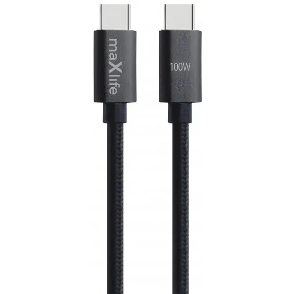 MaXlife Cablu Date si Incarcare USB-C - USB-C MaXlife MXUC-12, 100W, 1m, Negru