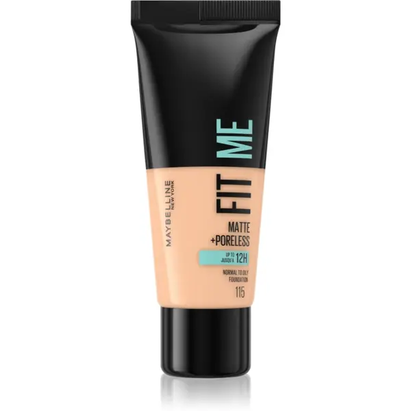 MAYBELLINE NEW YORK Fit Me! Matte+Poreless machiaj mat pentru piele normală și grasă culoare 115 Ivory 30 ml