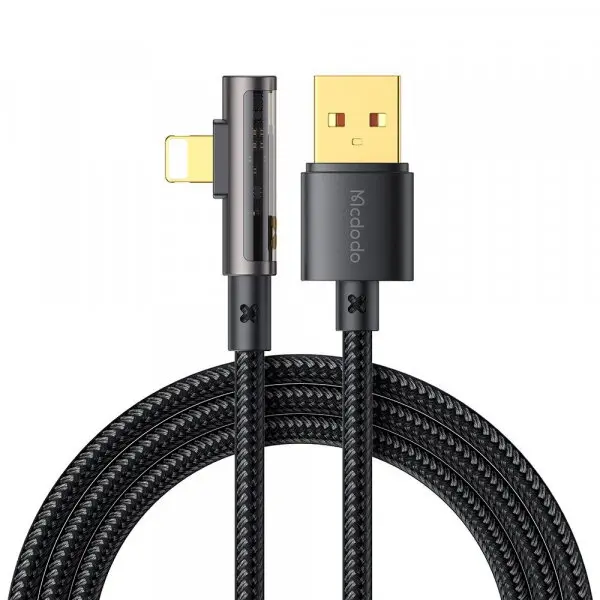 Mcdodo Cablu Date si Incarcare USB-A - Lightning McDodo CA-3510 Angled, 18W, 1.2m, Negru