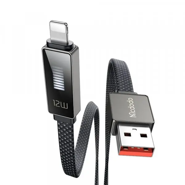Mcdodo Cablu Date si Incarcare USB-A - Lightning McDodo CA-4970 Rythm Display, 18W, 1.2m, Negru