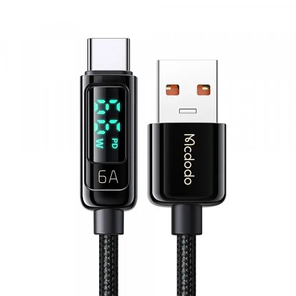 Mcdodo Cablu Date si Incarcare USB-A - USB-C McDodo CA-8690 Display, 66W, 1.2m, Negru