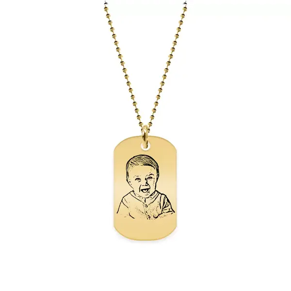 Me - Colier personalizat cu fotografie si dog tag din argint 925 placat cu aur galben 24K