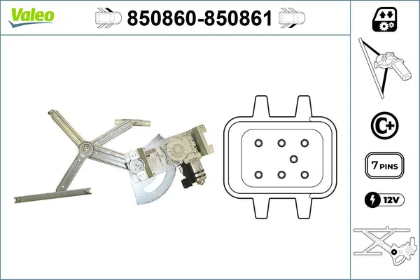 Mecanism actionare geam VALEO 850860