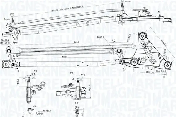Mecanism stergator parbriz (fara motor) potrivit VOLVO C30, C70 II, S40 II, V50 12.03-06.13