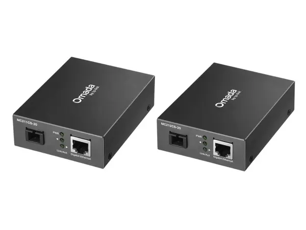 Media convertoare, single mode, 1x modul cu 2x RJ45 1000MB/s si 1x modul cu 1x RJ45 1000MB/s, 20km, 1310nm, Tp-Link Omada KIT-MC212/211CS-20