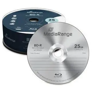 MediaRange Disc Blu-ray inscriptibil MediaRange BD-R 25GB, 6x speed, Cake Box (spindle), 25 bucati