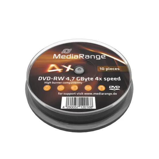 MediaRange Disc reinscriptibil MediaRange DVD-RW, 4x, 4,7 GB, Pachet 10 bucati