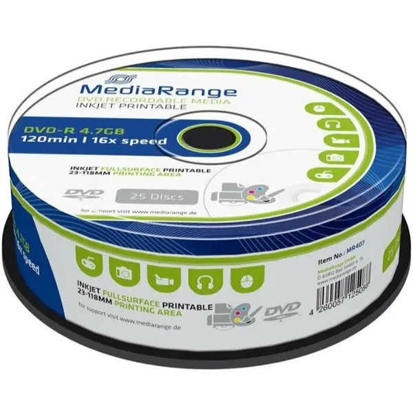 MediaRange MediaRange DVD-R 16x Print, Pachet 25 bucati