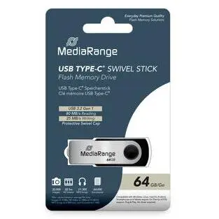 MediaRange Stick USB MediaRange MR1953, USB 3.2 Gen 1 Type-C, 64GB, Negru-Argintiu