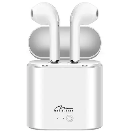 MEDIATECH Casti wireless Media-Tech R-Phones Stereo True Wireless, V4.2+ EDR, High Definition Music, cu Microfon, Apeluri Telefon, Alb