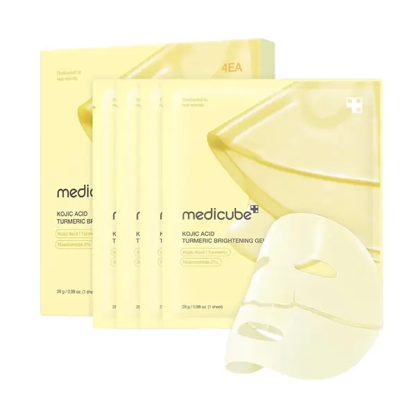 Medicube - Kojic Acid Turmeric Brightening Gel Mask, 1 Box, 4 sheets x 28g
