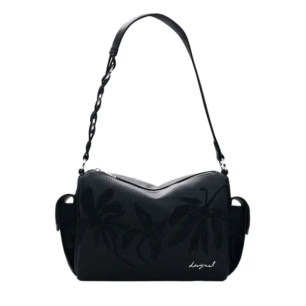 Medium bag embroidered with charms black