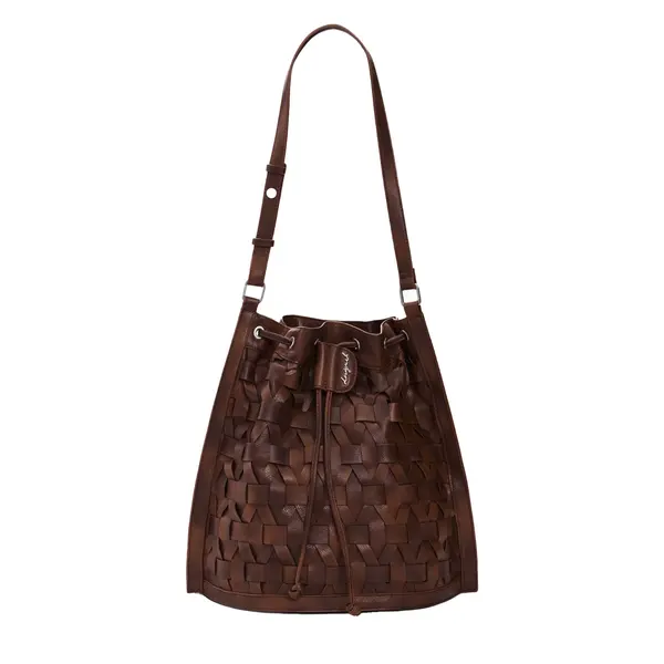Medium woven satchel backpack brown