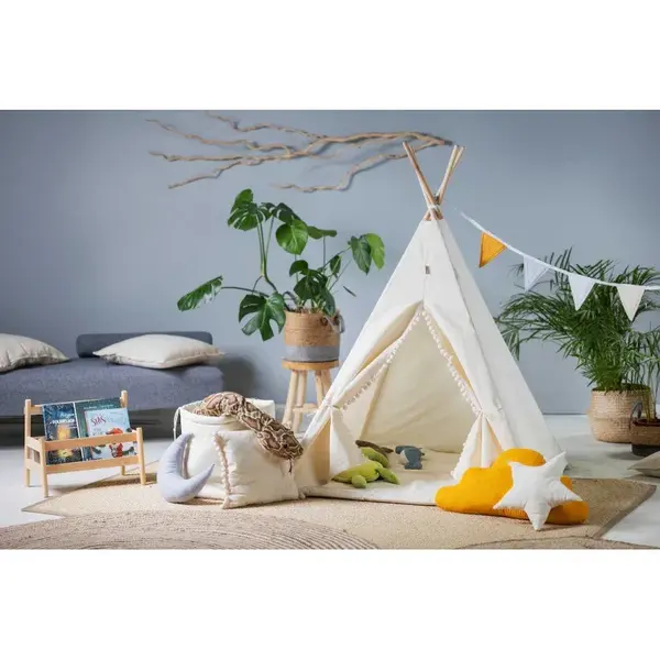 MEGA Set Cort teepee pentru copii, 110 cm x 110 cm - Cream Cloud - Default Title