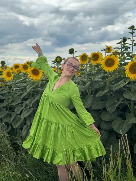 MeiMeij Rochie din bumbac verde Stefania - 40 IT