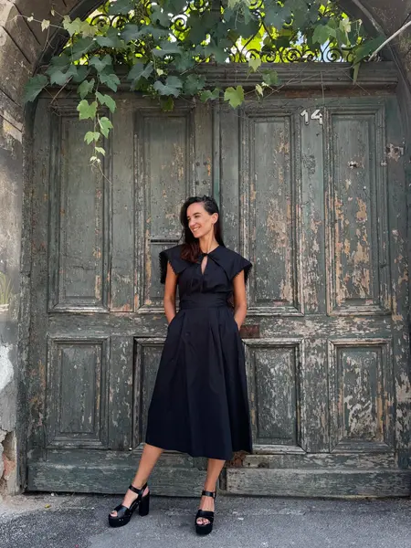 MeiMeij Rochie neagră cu guler - 40 IT