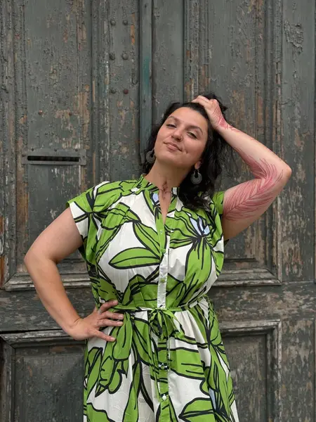 MeiMeij Rochie verde cu print floral - 40 IT