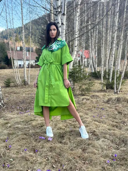 MeiMeij Rochie verde din bumbac Ana - S INTL