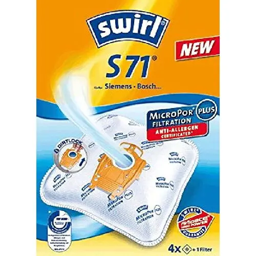 MELITTA Set 4 Saci aspirator Swirl S 71 AirSpace MicroPor Plus, pentru Bosch/Siemens Type P