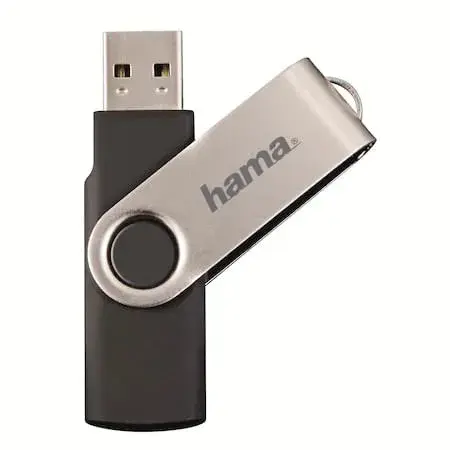Memorie USB Hama Rotate 16GB USB 2.0 Negru/Argintiu Memorie USB Hama Rotate 16GB USB 2.0 Negru/Argintiu