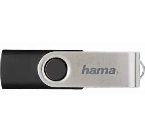 Memorie USB Hama Rotate, 64GB, USB 2.0 (Negru/Argintiu)