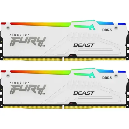 Memorii Kingston FURY Beast RGB White, 64 GB (2x32GB), DDR5, DIMM, 6000 MHz, CL30, EXPO