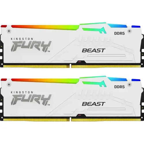 Memorii Kingston FURY Beast RGB White 64GB(2x32GB) DDR5 6000MHz CL36 Dual Channel Kit
