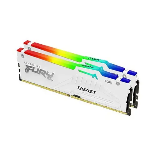 Memorii Kingston FURY Beast White RGB 64GB(2x32GB) DDR5, 5600MT/s, CL36