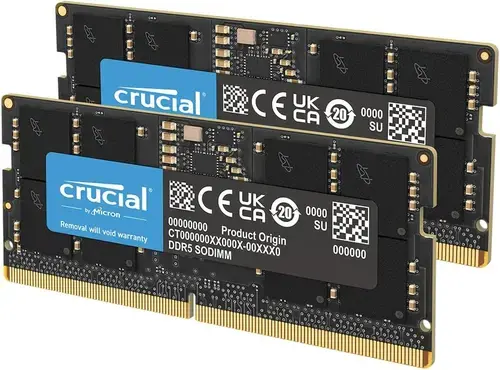 Memorii RAM laptop Crucial CT2K24G56C46S5, DDR5 SODIMM, 48GB (2x24), 5600MHz, CL46