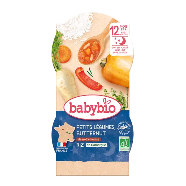 Meniu bio piure din legume si orez +12 luni, 2 x 200g, BabyBio