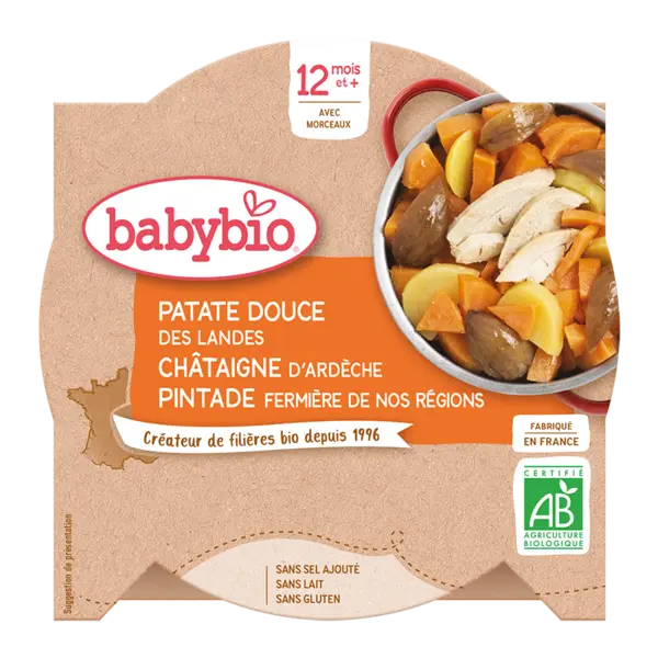 Meniu cartofi dulci, castane si bibilica Bio, 230g, BabyBio