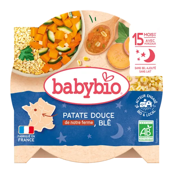 Meniu cu legume, cartof dulce si grau Bio, 260g, BabyBio