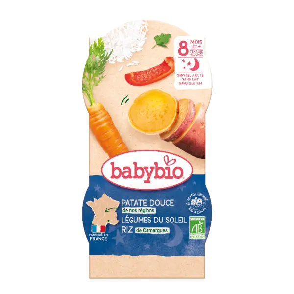 Meniu eco din cartofi dulci si legume +8luni, 2 x 200g, BabyBio