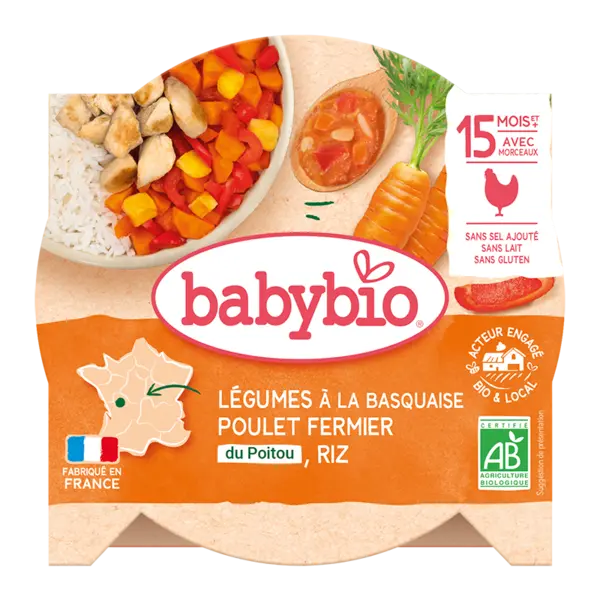 Meniu legume Basquaise si pui Poitou Bio, 260g, BabyBio