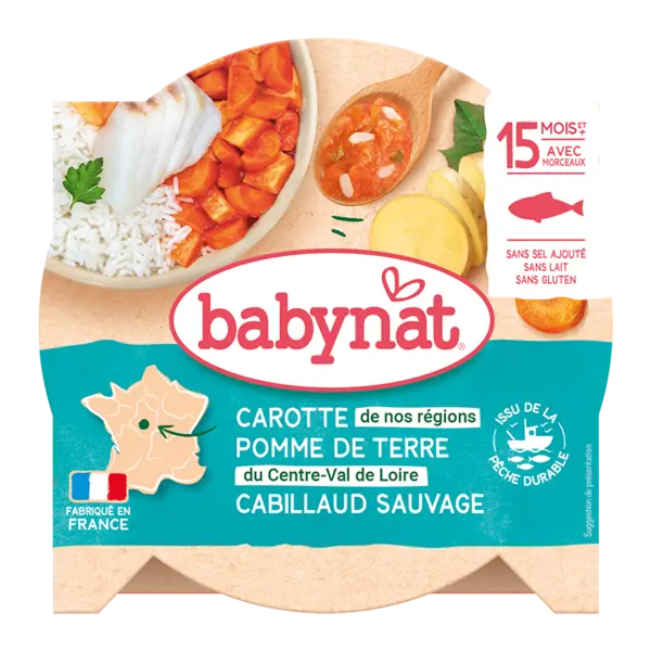 Meniu morcovi, cartofi si peste cod, 260g, BabyBio