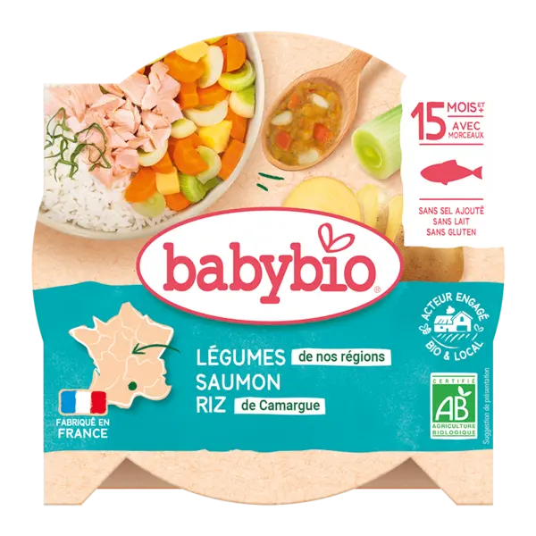 Meniu tocanita din legume, orez si somon +15 luni, 260g, BabyBio